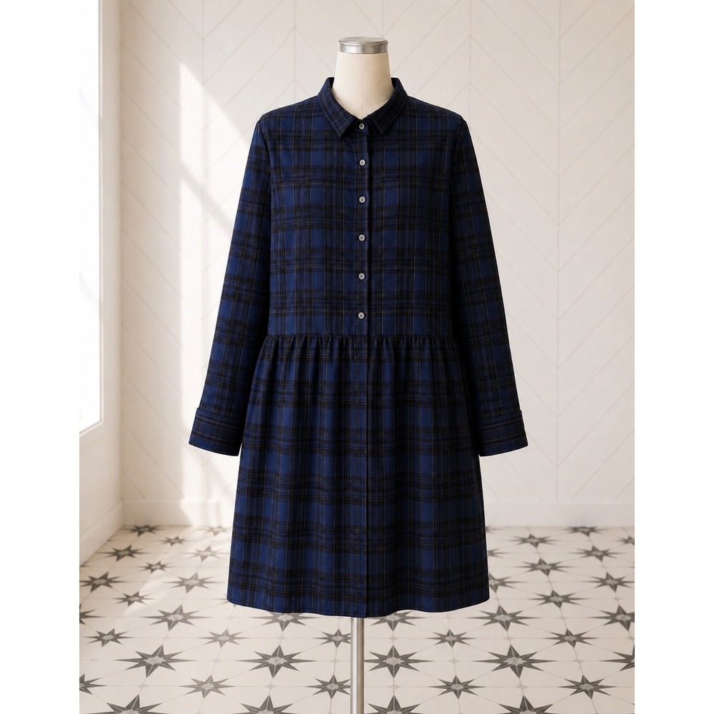 Gap Y2K Plaid Buttonβ Up Long Sleeve Shirt Dress XL NWOT Classic Piece